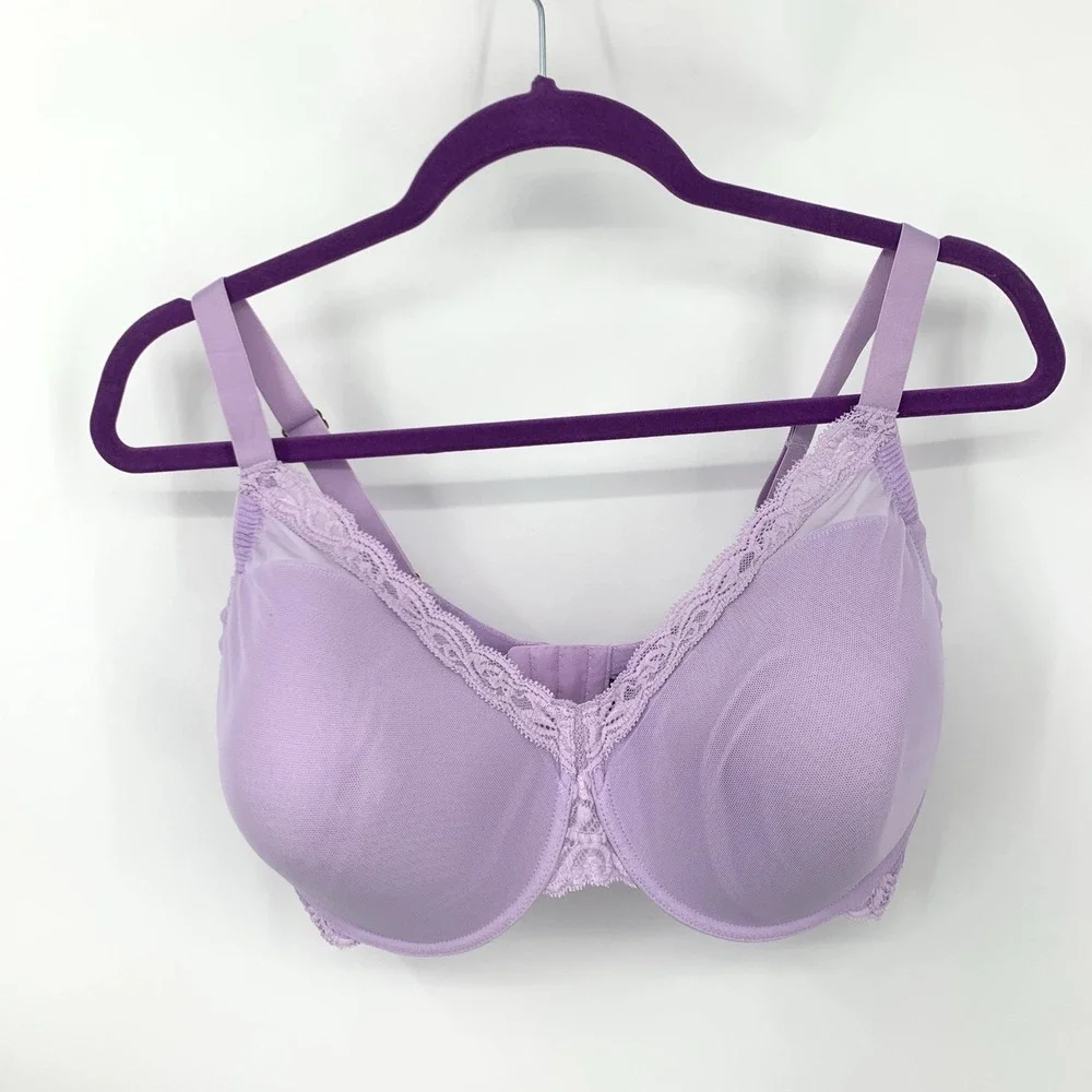 Natori Women Size 40G Bra Lilac Purple Feathers‎ Full Figure Contour Underwire